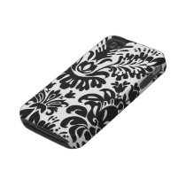 おもしろいの白黒の花のダマスク織のiPhone 4の穹窖