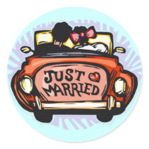 ちょうど結婚されていたぼろ自動車 丸形シールステッカー