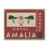 アテネギリシャのホテルのAmaliaのヴィンテージ旅行ラベル