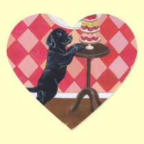 カップケーキの絵を描くことの黒い実験室の子犬 シール