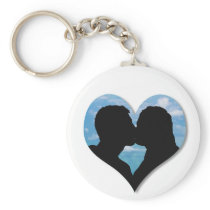 カップルのキスをするなシルエットのkeychain