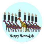 キリンHannukah Menorah 丸形シール・ステッカー