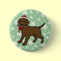 クリスマスチョコレートラブラドルの子犬の漫画 缶バッジ