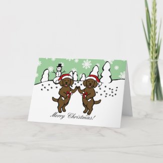 クリスマスチョコレートLabradorsの漫画 グリーティング・カード