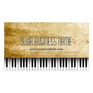 グランジな背景のピアノ音楽業界カード 名刺テンプレート