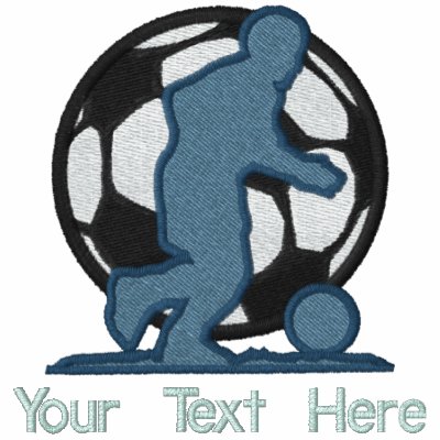 サッカーのシルエット 長袖ポロシャツ 作者：Embroidery4U