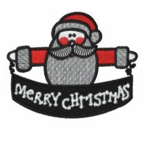 サンタクロースのメリークリスマス刺繍されたメンズワイシャツ 刺繍入りポロシャツ