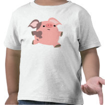 スポーティな漫画のブタの子供のTシャツ