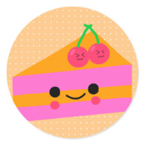 チェリーのケーキ 丸形シールステッカー