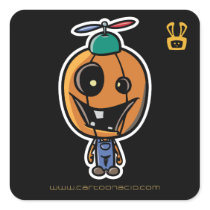 ハロウィンのステッカー-漫画のピーターのカボチャ頭部 シール