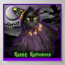 ハロウィンの黒猫 ポスター