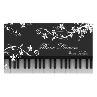 ピアノの教師のレッスン名刺の花の渦巻 名刺