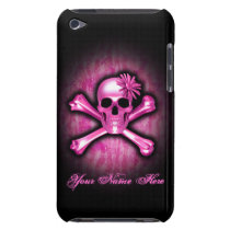 ピンクのクロムどくろ印のipod touchの場合