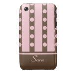 ピンクnブラウンの縞点のiPhone 3G-3GSの穹窖 Iphone 3 Case-mate ケース