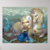 フィオナおよびユニコーンの芸術は氷の妖精を印刷します ポスター