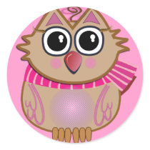 フクロウが付いているかわいい漫画のステッカー 丸形シール・ステッカー