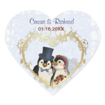 ペンギンの結婚式のハート-カスタマイズして下さい