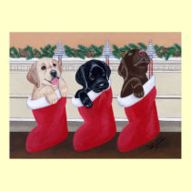ラブラドル・レトリーバー犬の芸術のプリントのクリスマス ポスター