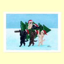 ラブラドル・レトリーバー犬の芸術のプリントのクリスマス ポスター