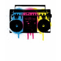 レトロCMYK Boomboxの落書きのスプレー式塗料の設計 tシャツ