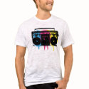 レトロCMYK Boomboxの落書きのスプレー式塗料の設計 tシャツ