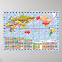 世界の国番号のMap_Artisticシリーズ ポスター