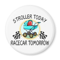今日ベビーカー、明日Racecar 冷蔵庫用マグネット