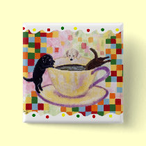 多彩な点とのコーヒーLabradorsの絵画 缶バッジ