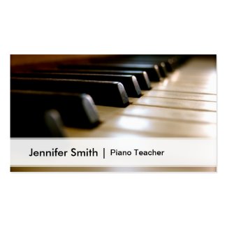 専門のピアノの教師のエレガントなキーボードのイメージ 名刺テンプレート