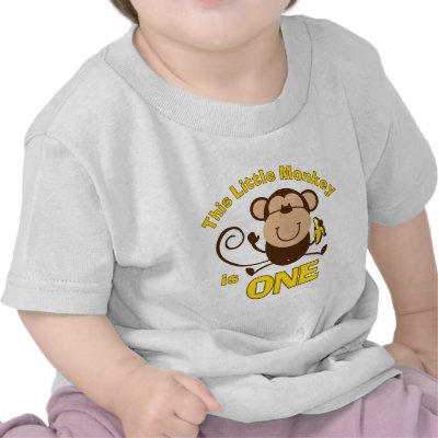 小さい猿の第1誕生日の男の子の乳児のTシャツ 作者：pinkinkart