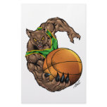 山猫のボブキャットのバスケットボールの緑、黄色い縞 レター用品