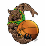 山猫のボブキャットのバスケットボール、緑、黄色い縞 フォトスカルプチャー