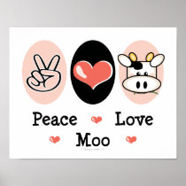 平和愛Mooかわいい牛ポスター
