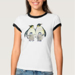 幸せなペンギン家族: かわいい女性信号器のTシャツ tシャツ