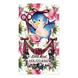 愛らしいヴィンテージの鳥はヘアデザイナーの花柄を切ります 名刺テンプレート