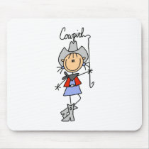 投げ縄Mousepadが付いている棒図女カーボーイ マウスパッド