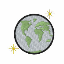 星が付いている地球 刺繍入りシャツ