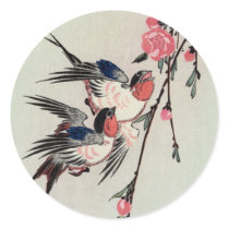 月、つばめおよびモモの花、Ando Hiroshige