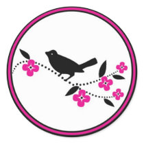 桜の枝の鳥 シール