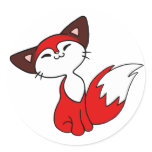 楽しいFox 丸形シールステッカー