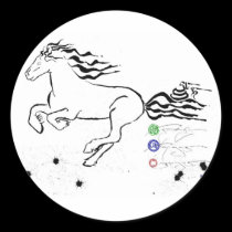 残疾走している馬(bw) [ステッカー] シール