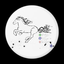 残疾走している馬(bw) [磁石] マグネット