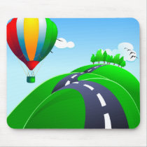 気球が付いている丘陵性の道、mousepad