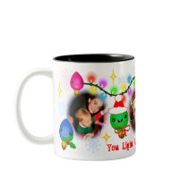 注文の写真のかわいいのクリスマスの照明のコーヒー・マグ