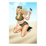 米国旗を持つ軍隊か軍隊のPinupの女の子 ポスター