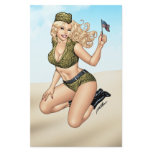 米国旗を持つ軍隊か軍隊のPinupの女の子 レター用品