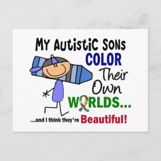 自閉症色自身の世界の息子 ポストカード
