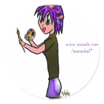 芸術家のコピー、www.zazzle.com/moondial* 丸形シール・ステッカー