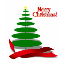 赤いリボンが付いているクリスマスツリー