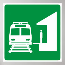 軽い高架鉄道駅のハイウェーの印 ポスター